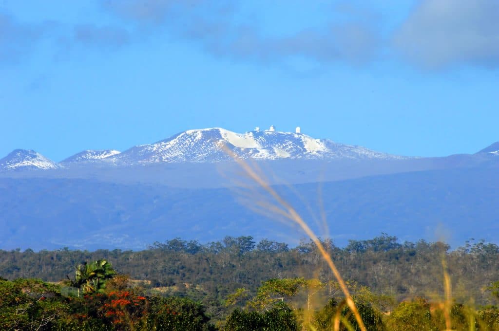 Snow-capped Mauna Kea.